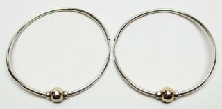 Vintage 925 Sterling Silver & 14k Gold Chunky Cape Cod Ball Hoop Earrings L@@k