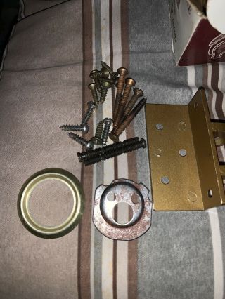 Vintage Brass Door Lock Dead Bolt Gold Color with Hardware 3