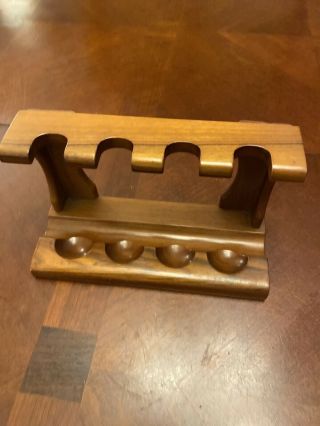 Vintage Dunhill (4) Pipe Stand Walnut Wood Rack Tobacco