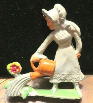 Vintage Manoil Lead Toy Figure Girl Watering Flowers M - 159