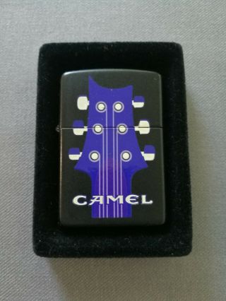 1995 Camel Cigarettes Guitar Head & Music Note 2 - Sided Black Matte Zippo Lighter