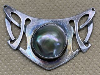 Kalo Vtg Antique Arts & Crafts Sterling Silver Pearl Pendant
