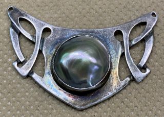 Kalo Vtg Antique Arts & Crafts Sterling Silver Pearl Pendant 2