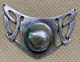 Kalo Vtg Antique Arts & Crafts Sterling Silver Pearl Pendant 3