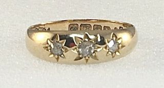18ct Gold Antique Old - Cut Diamond Ring Tcw 0.  12ct Size K 2.  0gms Secondhand