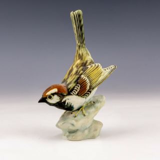 Vintage Naples Capodimonte Porcelain - Hand Painted Bird Figure Signed V Bindi