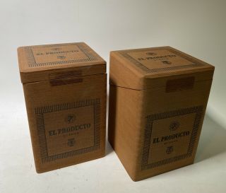 Two El Producto Tall Wood Cigar Boxes