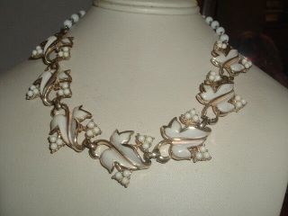 Vintage Coro Beige Enameled Leaf Choker Necklace