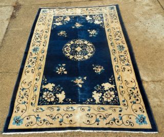 Early Antique Chinese Oriental Rug Fragment Size 5 