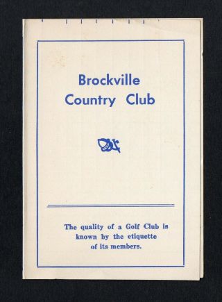 Vintage Stymie Scorecard Brockville Country Club,  Brockville Ontario Est.  1914