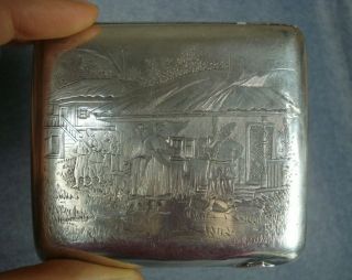 Antique Imperial Russian 84 Sterling Silver Cigarette Case Holder Moscow