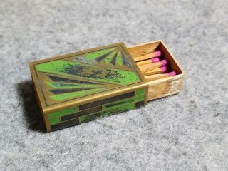 Vintage Miniature Brass Match Box Holder,  1 5/8 X 1 1/8