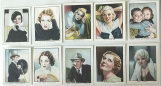 10 Cards C1930s Mgm World Famous Cinema Artistes Cigarette Series Pictures
