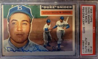 1956 Signed Topps Duke Snider Psa/dna White Brooklyn Dodgers 150 Hof Autographed