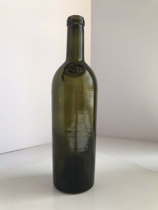 Antique Rare Applied Seal C.  W.  A.  Hawaii Territory Wine Bottle In Olive Green