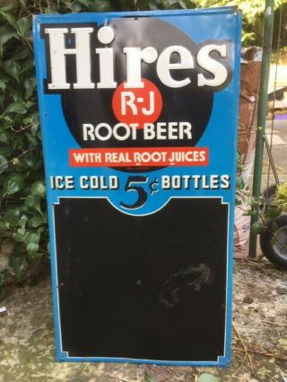 Antique Vintage Us Hires Root Beer Bottle Menu Board Advertising Sign
