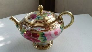 Stunning Antique Nippon Gold And Rose Teapot - Mm