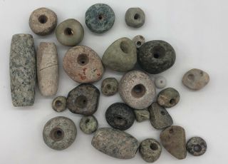 Twenty Six 26 Authentic Pre - Columbian Mexico Stone Beads