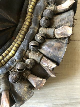 African Mask Dan Tribe Liberia Burnished Wood Cowrie Shells Bells Story Teller 3