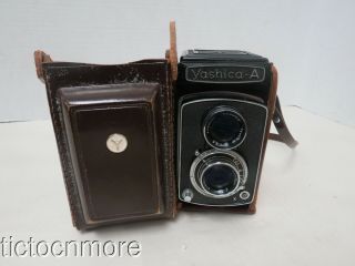 Vintage Yashica - A Camera No.  A8081279 W/ Yashikor Lens 1:3.  5 F=80mm & Case
