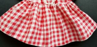 VINTAGE RED AND WHITE GINGHAM DOLL DRESS WITH 