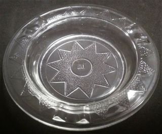 Vintage 3 3/4 " Round Clear Glass Hazel Atlas Ashtay - Sun And Triangles -