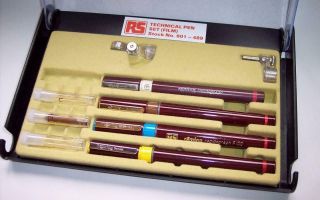 4 X Vintage Rotring Rapidograph Technical Drawing Pens 0.  7 0.  5 0.  35 0.  25
