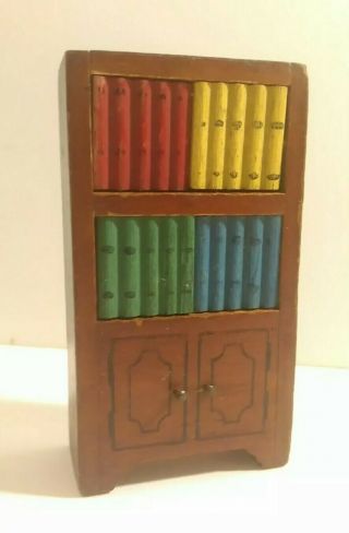 Dollhouse Furniture Bookcase.  Wood.  1940s Vintage.  3.  5 In Tall Very Good Cond.