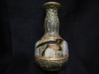 Antique Austrian Amphora Art Pottery Vase With Birds