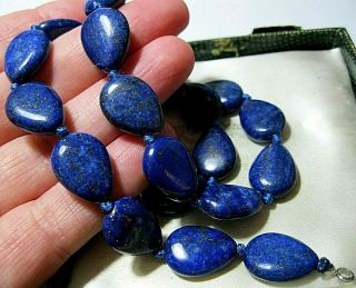 Gorgeous Vintage Style Real Lapis Lazuli Stone Large Bead 18 " 46cm Long Necklace
