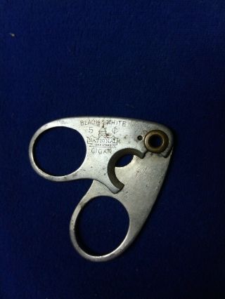 Vintage Black And White National 5 Cent Cigar Cutter,  Advertising Metal Scissors