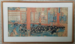 Antique 19th C.  Japanese Samurai Woodblock Triptych Print Ichiyûsai Kuniyoshi Ga