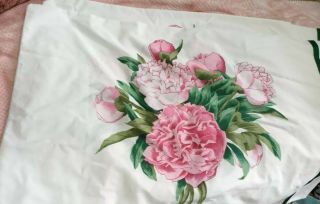 Pair 2 Vintage Martex Rose Standard Pillow Shams Set Grosgrain Ribbon Trim