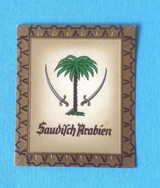 Flag Flags Banner Arms Saudi Arabia Emblem Embossed Tobacco Card Germany 1930 