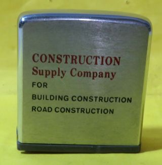 Vintage Zippo Tape Measure Advertising Construction Supply Co
