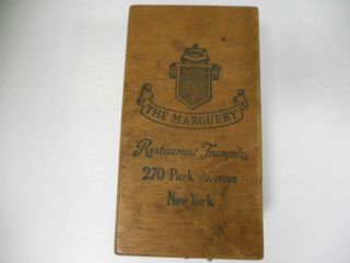 Vintage Antique Wooden Cigar Box From The Marguery Restaurant York City