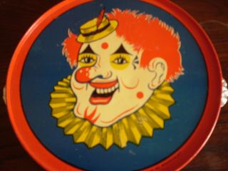 Antique Vintage T.  Cohn Tin Litho Tambourine Clown Face