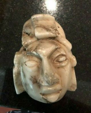 Authentic Pre - Columbian Mayan Head Marble Carving Ratinlixul Guatemala 1500 Ad