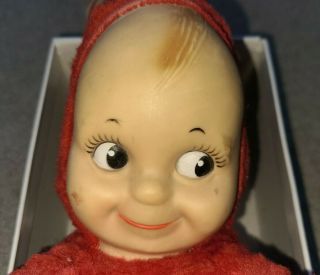 Vintage Red Plush Kewpie Cameo Doll With Blue Rose O ' Neill Knickerbocker Tag 2