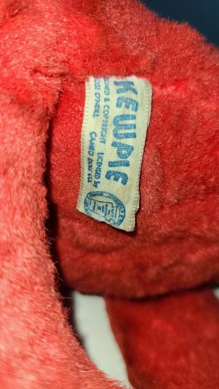 Vintage Red Plush Kewpie Cameo Doll With Blue Rose O ' Neill Knickerbocker Tag 3