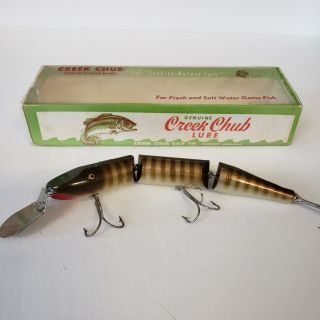 VINTAGE CREEK CHUB TRIPLE JOINTED PIKIE IN PIKE SCALE ANTIQUE FISHING LURE 2
