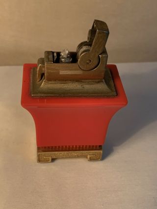 Vintage ASR Pagoda Style Semi Automatic Table Lighter Red 3
