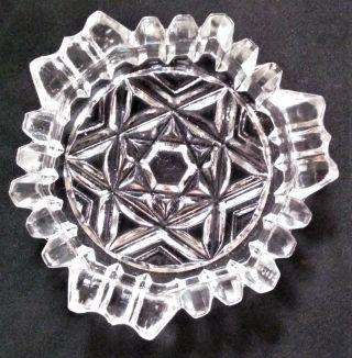 Vintage Personal Size Cut Crystal Ashtray With Star Pattern - Czecho Slovakia
