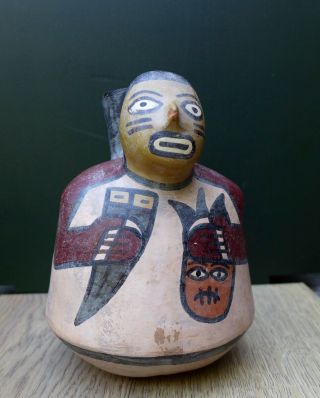 Pottery Figural Vessel,  Warrior With A Trofee Head,  Nazca,  Peru