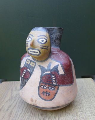 pottery figural vessel,  warrior with a trofee head,  NAZCA,  Peru 2