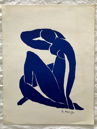 Vintage Rare Art Print Lithograph Artist Henri Matisse Blue Nude Woman