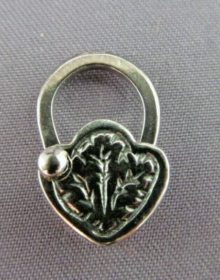 3d Antique Victorian Thistle Sterling Articulated Heart Padlock Charm Pendant