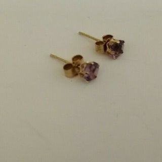Vintage 9ct gold & amethyst stud earrings 2