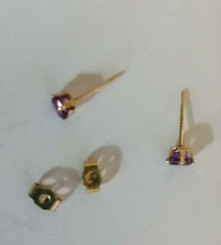 Vintage 9ct gold & amethyst stud earrings 3