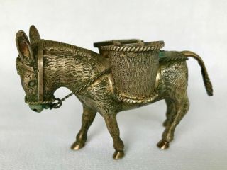 Antique Vintage Brass Donkey Match Holder Striker,  Toothpick Mining Collectible 2